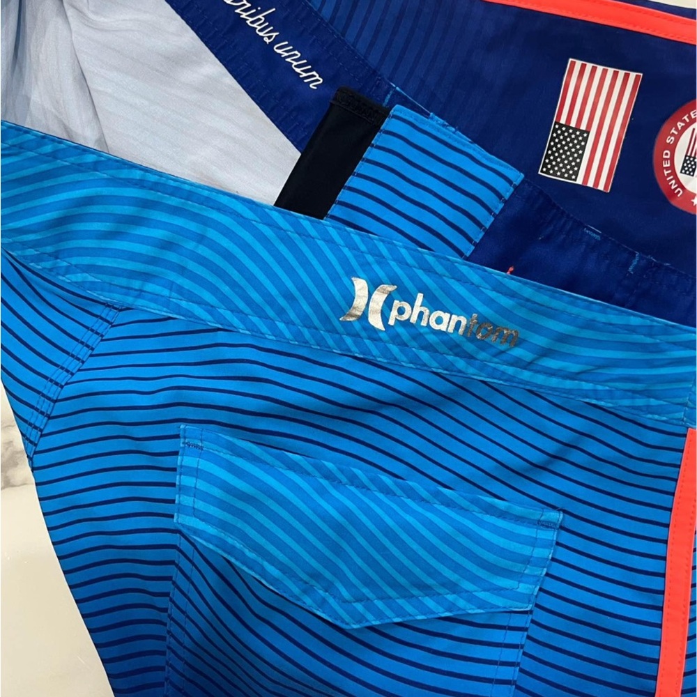 HURLEY Phantom US Olympic Team BLUE Board Shorts Swim Trunks Mens Size 34 - Picture 2 of 2